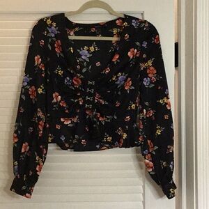Black floral peplum top